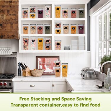 Набір контейнерів для зберігання продуктів 22 шт. з кришкою, BPA-Free, для крупи, макаронів, кави (2,8 L/2 L/1,4 L/0,8 L/0,52 L)