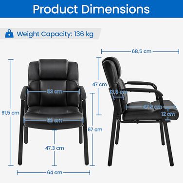 Крісла для офісу та конференцій Yaheetech (6 шт.) з підлокітниками, чорні