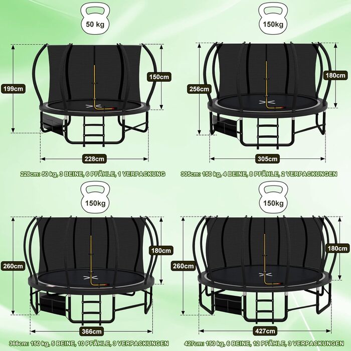 Батут Devoko вуличний Ø427 см, GS-сертифікат, посилені траверси, міцний, надійний, 427x427x265 см