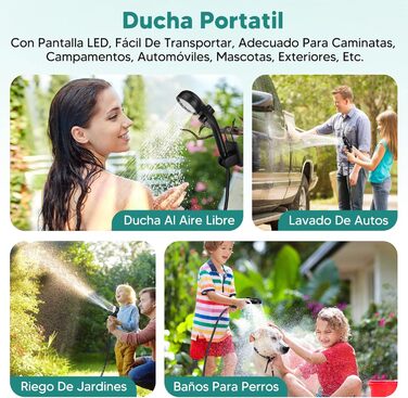 Портативна душова кабіна ShinePick для кемпінгу, акумулятор 3000 mAh, LED-дисплей, 3 режими, водонепроникність IPX7, для кемпінгу, відпочинку на природі, авто та тварин