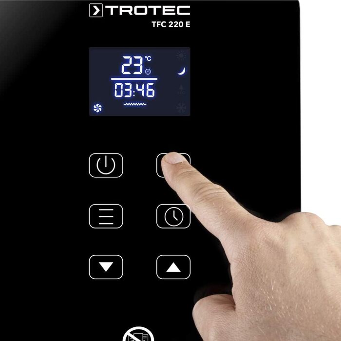 Керамічний тепловентилятор TROTEC TFC 220 E Потужність нагріву 2200 Вт Опалення за допомогою термостата, пульт дистанційного керування, площа приміщення від 26 м до 65 м