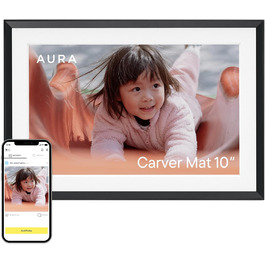 Цифровий фоторамка Aura Carver 10.1 дюйми HD Wi-Fi Cloud, Безлімітний хмарний простір, Віддалене завантаження фото - Gravel 10' - Чорний