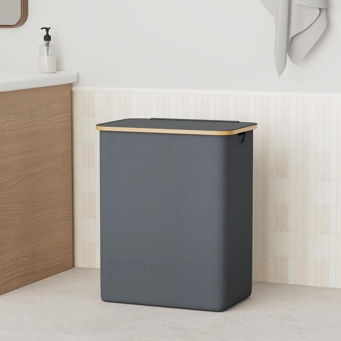 Кошик для білизни з кришкою 145L, водовідштовхуючий, 3 відділення, знімні мішки для білизни, складна коробка для білизни з інструкціями по пранню