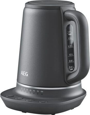 Електричний чайник AEG K7-1-6BP: 1.7 л, 7 температур, захист від накипу, LED-дисплей, сірий