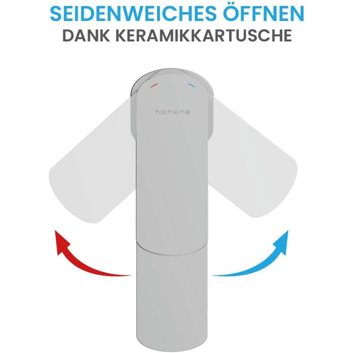 Змішувач для ванної кімнати Bächlein Mizarela, хром, з керамічним картриджем, плоский вилив, комплект для монтажу