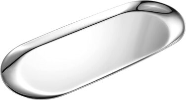 Срібний овальний лоток для макіяжу, нержавіюча сталь, лоток для ванної кімнати, лоток для косметики, лоток для рушників, органайзер для зберігання, 30 х 12,2 см (Д х Ш), великий сріблястий L