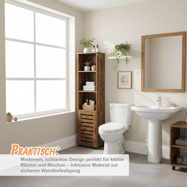 Висока шафа для ванної кімнати Relaxdays з дверцятами