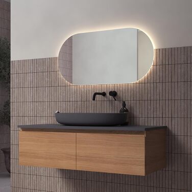 Дзеркало Loevschall Blokhus LED з підсвічуванням | Овальне, 80x50 см | Регульоване настінне дзеркало для ванної кімнати