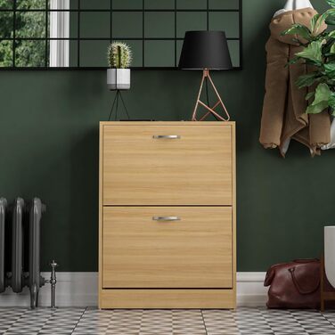 Шкаф для взуття Vida Designs з 2 відкидними полицями, органайзер для взуття, дерев'яний модуль, сосна