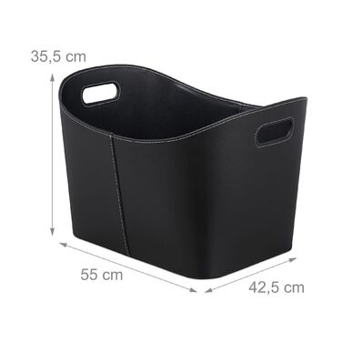Кошик для дров Relaxdays, штучна шкіра, чорний