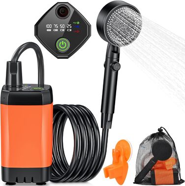 Портативна душова кабіна Campingdusche з насосом та акумулятором 3000mAh, 2м шланг, цифровий дисплей, для відпочинку, саду, автомийки (без відра)