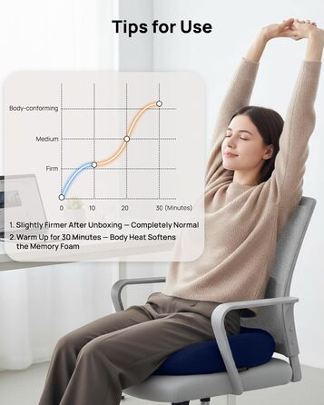 Ортопедична подушка-кільце Feagar: ергономічний сидіння-пончик для копчика, геморой та ішіасу, посилена (90-140 кг), темно-синя