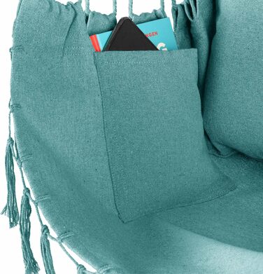 Підвісне крісло-гойдалка з подушкою 100x130x75 см, до 150 кг, для саду та дому, бохо стиль (Турквіс)