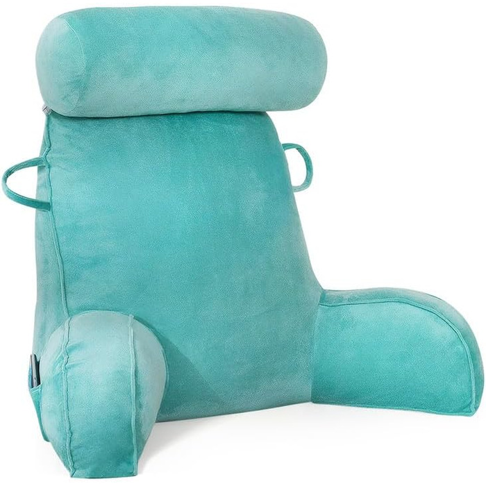 Подушка для читання Mingfuxin для ліжка, дивана, підлоги з підтримкою шиї та спини (Морська блакить)