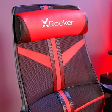 Крісло офісне X Rocker Helix з ергономічною спинкою з сітчастої тканини, чорне/червоне