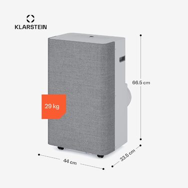 Klarstein AireLux: Мобільний кондиціонер 14000 BTU, для приміщень до 51 м², з керуванням через додаток та голосовим управлінням, 4-в-1 (охолодження, осушувач, вентилятор, нічний режим), тихий, сірий