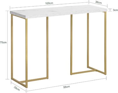 Консольний стіл SoBuy FSB58-G з золотистим металевим каркасом, 100х75х36см, передпокій/ вітальня/ вхідна зона