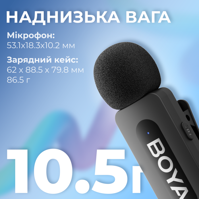 Бездротовий петличний мікрофон BOYA BY-V35 TRS for camera Black