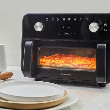 Фритюрниця повітряна Panasonic NF-CC500SXE з вікном, 80–200 °C, 9.6 л, 11 програм, LCD-дисплей, функція пари, ETM Award 2024, легко миється, сірий матовий колір