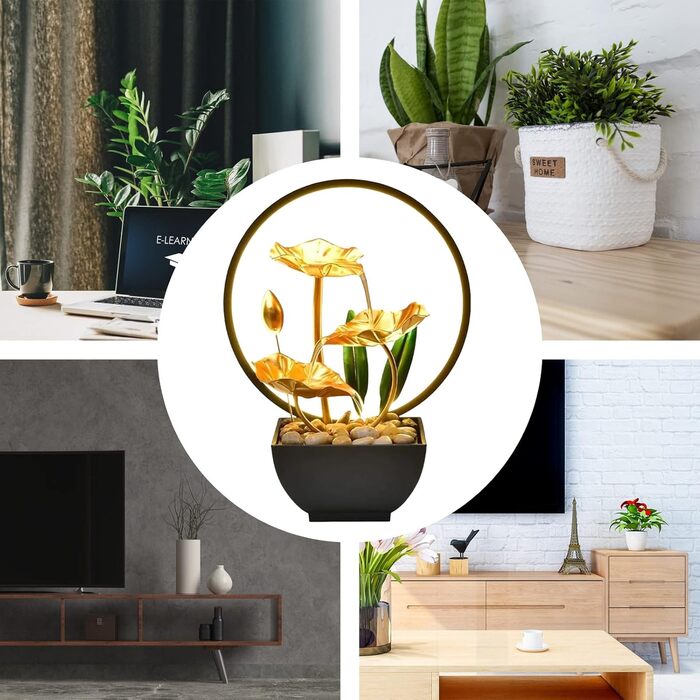 Фонтанчик для дому та саду Zimmerbrunnen LED: сучасний декор з підсвічуванням та безшумною помпою, 28 см