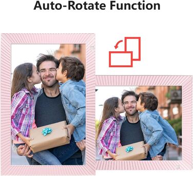 Цифровий фоторамка Cytem 10.1 дюйма з Wi-Fi, 32GB, сенсор руху, автоматичне поворотом, IPS 16:10 дисплей, сенсорний екран (рожевий)