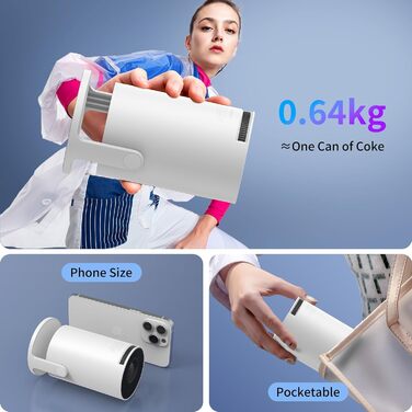 Смарт проєктор Yoton Y4 Mini Beamer: 1080P, WiFi, Bluetooth, Android TV, корекція трапецеїдальних спотворень, для домашнього кінотеатру, сумісний з Phone/PC/Mac/Switch, білий