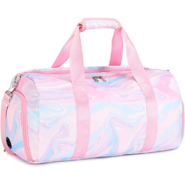 Спортивна сумка, дорожня сумка для дівчаток, дитяча спортивна сумка для дівчаток з відділенням для взуття, сумка для плавання з вологим відділенням (рожева мармурова обробка)