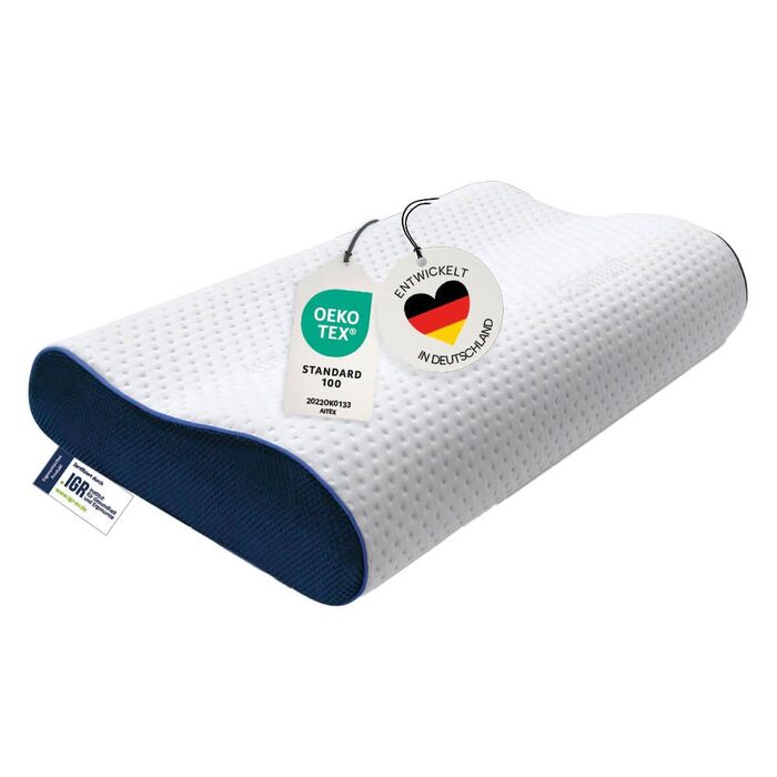 Ортопедична подушка для шиї з піною Memory Foam - регульована висота, знімає напругу з голови та шиї. Подушка для сну проти болю в шиї 60x30 см, з чохлом, середньої жорсткості (без)