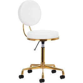 Косметичний стілець стілець на коліщатках робочий стілець H5 Золотий Білий