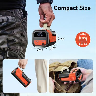 Power Bank 70000mAh 100W з USB-C та кабелем: портативний акумулятор для iPhone, iPad, Samsung та інших пристроїв (Orange)