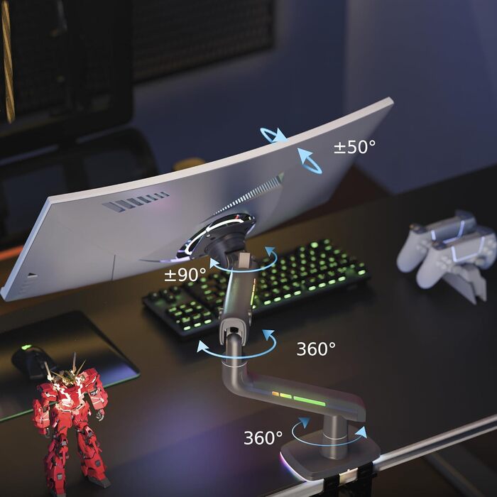 Кріплення для монітора NB Ergonomic Ultrawide, до 60 дюймів, RGB, VESA 75/100, чорний