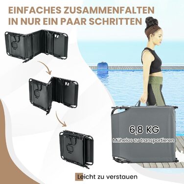 Лежак для відпочинку COSTWAY з отвором для обличчя, розкладний садовий лежак з 3 знімними подушками та 5-рівневим регулюванням спинки, лежак для пляжу, саду та басейну (сірий, окремий)