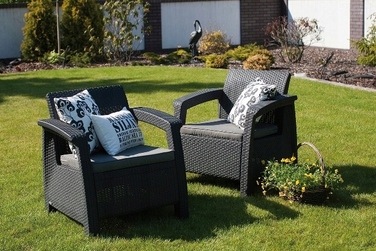 Комплект садових меблів Curver Keter Corfu II DUO, сірий, 2 предмети