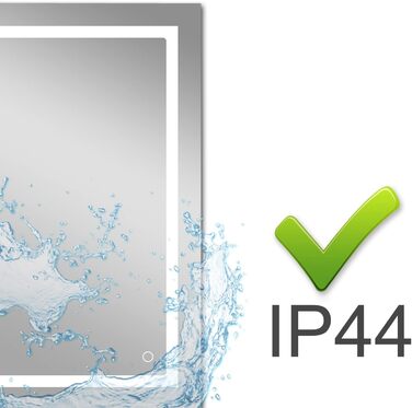 LED дзеркало для ванної кімнати з підсвічуванням 100x60 см, сенсорне регулювання, антизапар, 3 кольори світла, для ванної, туалету, коридору