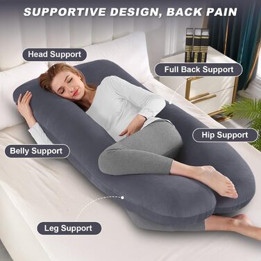 Вагітний подушковий, U-подібний, повноекранний, подушка для годування, подушка підтримки, подушка для вагітних, знімний чохол, 140x70 см (Ліловий, Велюр)