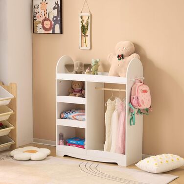 Дитяча шафа LALAHO для дитячої кімнати з 5 відкритими полицями та 3 гачками (біла)