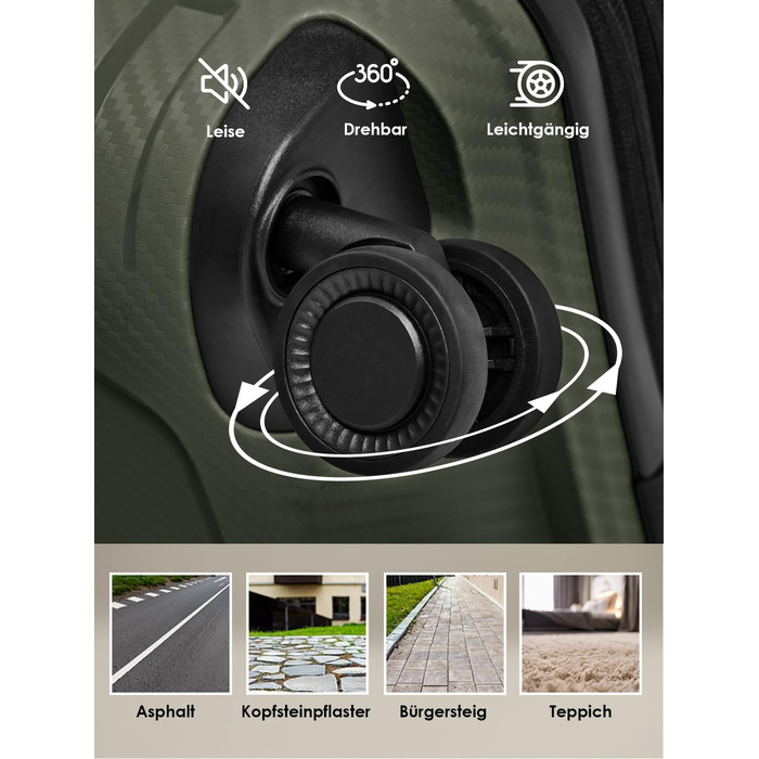 Набір валіз Smartbox Hartschalen 3 шт. | Розширювані, з TSA-замком, з відділенням для ноутбука | Olive (Оливковий), S (55 см)