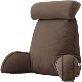 Зручне крісло-мішок з підголівником та кишенею, ергономічне крісло для читання, відпочинку, офісу (75x40x50 см, Коричневе)