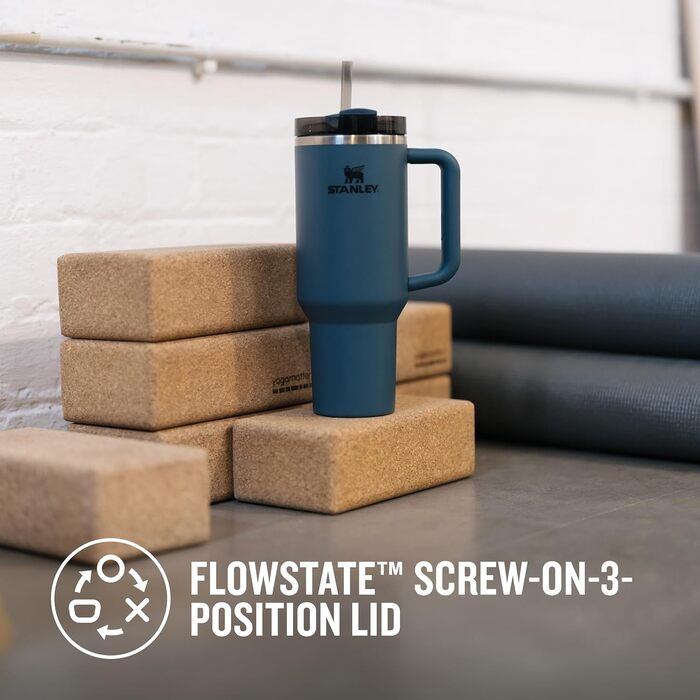 Термопляшка Stanley Quencher H2.0 Flowstate 1.2L з трубочкою - блакитний сосна (Blue Spruce)