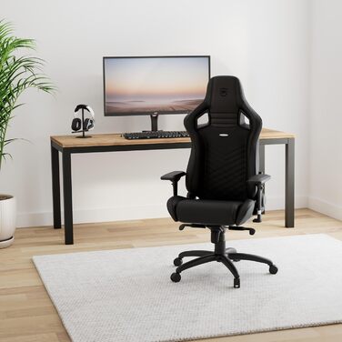 Крісла Epic Gaming Chair Black, Ергономічні, Підтримка голови та попереку, PU шкіра, до 120кг, 1,85м