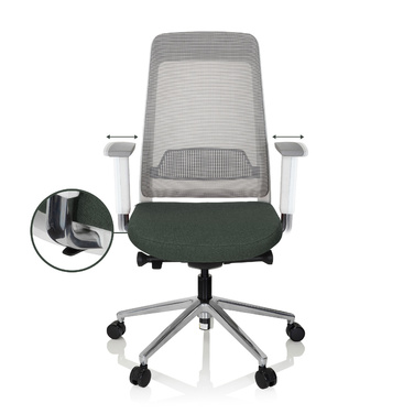 Офісне крісло / поворотне крісло CHIARO T2 WHITE сітка / тканина темно-зелений / сірий hjh OFFICE