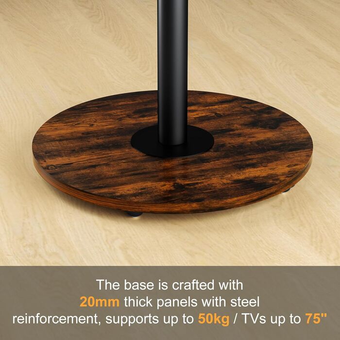 Підставка для телевізора Unho з регульованою висотою та коліщатками, для екранів 40-75 дюймів, VESA 600x400 мм (чорний)