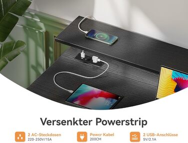 Письмовий стіл ODK з 4 шухлядами, комп'ютерний стіл з 2 розетками та 2 USB-портами, стіл для ПК з полицею, геймерський стіл з висувною полицею для клавіатури, для офісу та вітальні, 160x52 см, білий/чорний