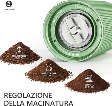 Ручна кавомолка TIMEMORE Chestnut C3 ESP PRO, зелена - для еспресо та френч-прес