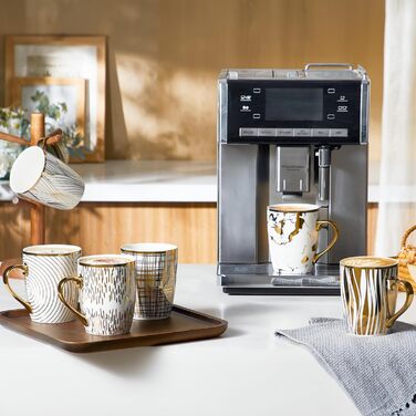 Набір кавових чашок Cappuccino ONEMORE (4 шт.) з блюдцями, 190 мл, для еспресо, кави та мокки, кремовий колір