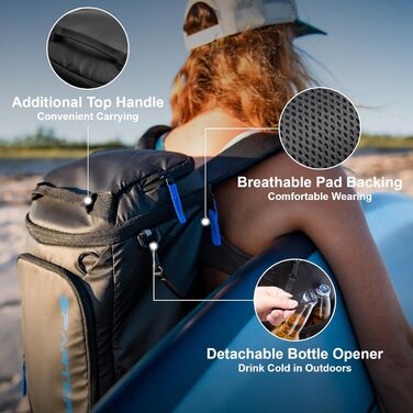 Рюкзак-холодильник SPARTER, 33/49 доз, ізольований, водовідштовхуючий, легкий, для пляжу, подорожей, кемпінгу, чорний