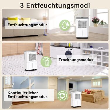 Електричний осушувач повітря Crecolife 12L/24h, 190W, для приміщень 20м², з цифровим дисплеєм та сенсорною панеллю управління, 3 режими осушення, 2 варіанти зливу, таймер 24h