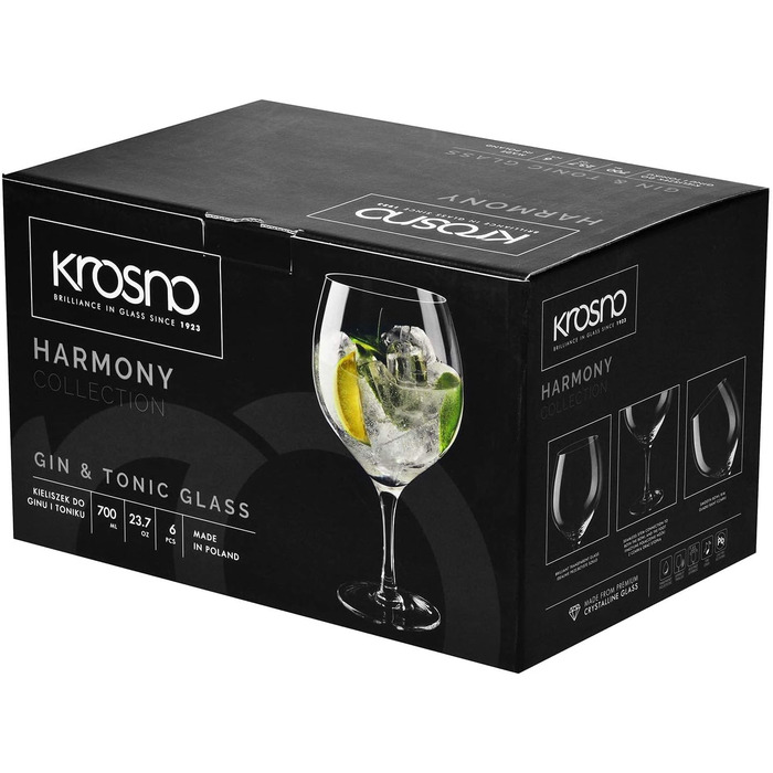 Набір склянок для коньяку KROSNO Harmony | 6 шт | 550 мл | Склянка-швенкер | Для дому, ресторану, вечірки | Можна мити в посудомийній машині