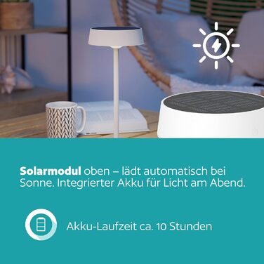 LED сонячна настільна лампа EGLO Simeri для вулиці, бездротова, акумуляторна, торкання, регулювання яскравості, металева, IP54
