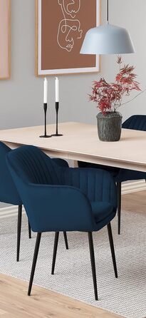 AC Design Furniture стілець Wendy, темно-синій/чорний, велюр/метал, 57x61x83 см